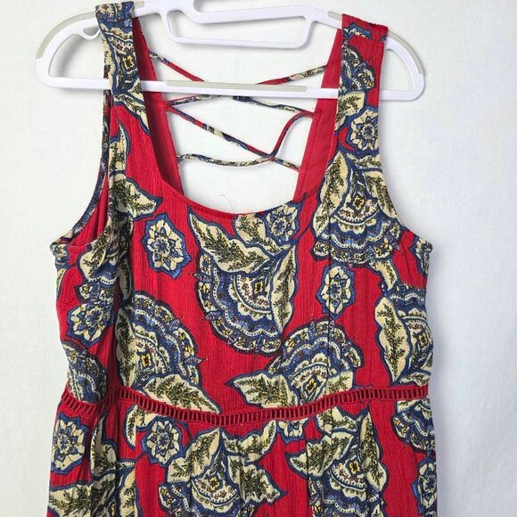 Maurices Red Boho Floral Sleeveless Dress L - Picture 4 of 9
